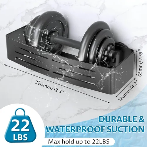 Miniatura 5 de Onemake Organizador de ducha con ventosa, estante de ducha de succión con ganchos portátiles, organizador de baño con barra de toalla
