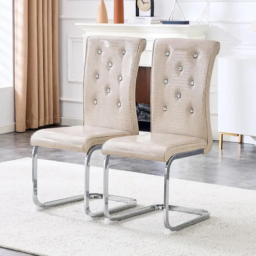 Miniatura 24 de gopop Juego de 2 sillas de comedor Juego de sillas de cocina modernas Cojín de piel sintética Patas de metal de alta resistencia Respaldo