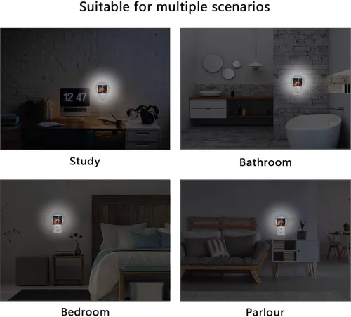 Miniatura 6 de Paquete de 2 luces de noche decorativas con sensor de atardecer a amanecer, lámpara de noche LED, enchufe de 3 × 4.5 × 1.4 pulgadas