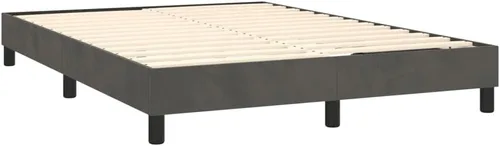 Miniatura 5 de vidaXL Marco de cama tamaño Queen con somier, terciopelo gris oscuro, diseño moderno, construcción de madera contrachapada de ingeniería duradera