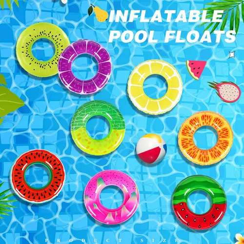 Miniatura 4 de Libima Flotadores inflables de piscina para adultos, anillos de natación, tubos de natación, flotadores para adultos, decoraciones hawaianas