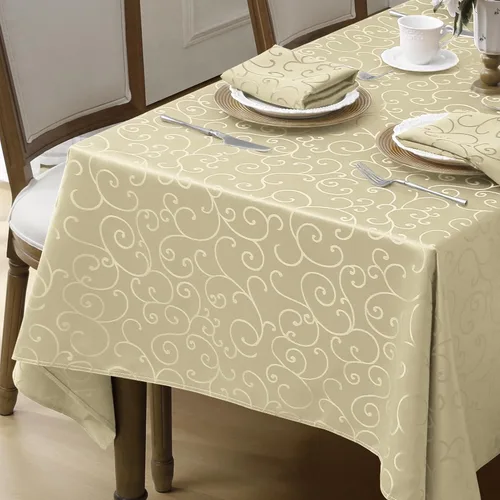 Miniatura 2 de Romanstile Mantel Rectangular de Jacquard, Mantel de Mesa Impermeable Elegante con Patrón Floral Rizado de Damasco, Cubierta de Mesa Decorativa