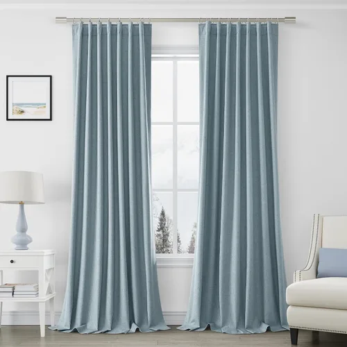 Miniatura 68 de Joywell 2 cortinas opacas 100%, lino, beige natural, trabillas traseras/cinta con ganchos, aislantes, de dormitorio, comedor, sala, puerta corrediza