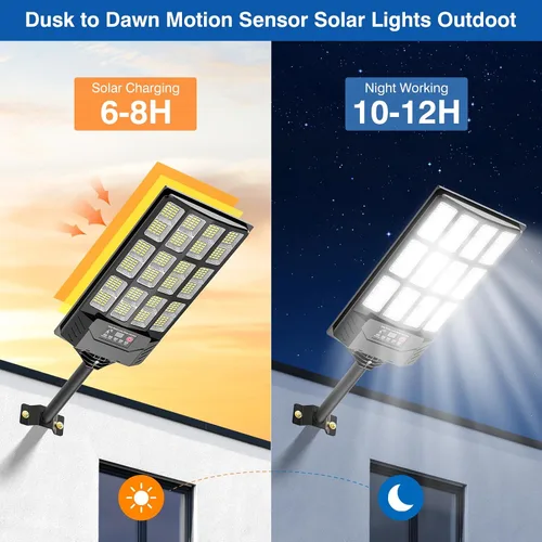 Miniatura 3 de Luces de calle solares para exteriores impermeables, luz de inundación solar de 60000 lm de amplio ángulo, luz de estacionamiento LED con sensor