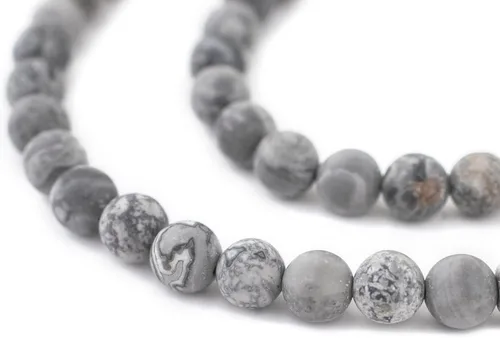 Miniatura 23 de The Bead Chest Cuentas de Jade Blanco Mate Redondas (8mm): Piedra Preciosa Orgánica Redonda Esférica de Energía con Poder de Sanación para Hacer