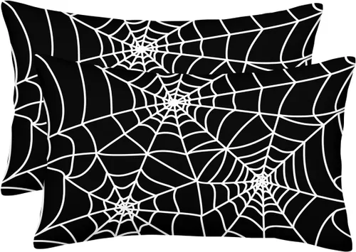 Miniatura 9 de Juego de 2 fundas de almohada de Halloween de 16 x 16 pulgadas, fundas cuadradas de lino decorativas de lino para el hogar, la cama o el sofá