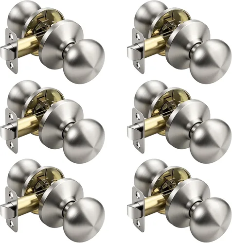 Miniatura 76 de KNOBWELL Paquete de 8 pomos de puerta de privacidad para baño y dormitorio, pomo de puerta negro mate con cerradura, cerradura de manija de puerta