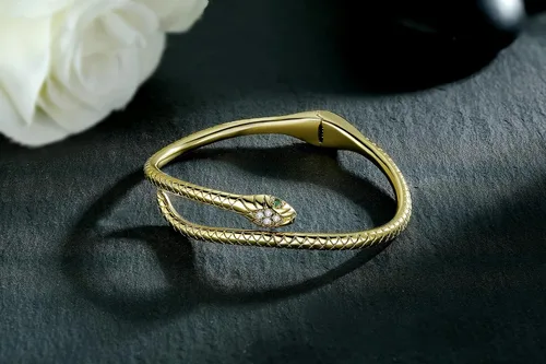 Miniatura 3 de Presentski Pulseras de serpiente, brazalete abierto de oro, joyería de serpiente para mujer, pulsera de derivación ajustable