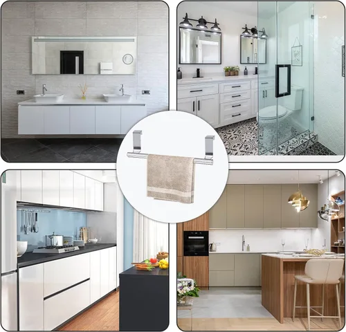 Miniatura 4 de Toallero para puerta de gabinete, toallero de cocina para gabinete, soporte para toallas de cocina de acero inoxidable, colgador de toallas de mano