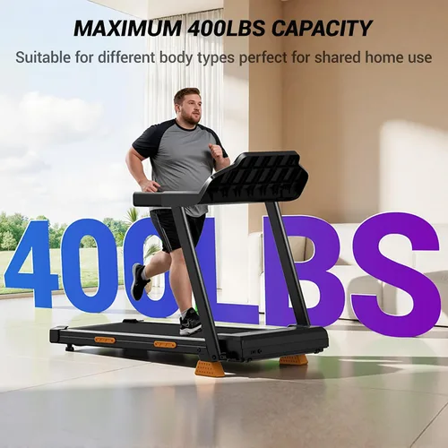 Miniatura 5 de CURSOR FITNESS Cintas de correr inclinadas al 16% para el hogar pequeñas con 3 pantallas LED, almohadilla plegable de 3.0 HP para caminar