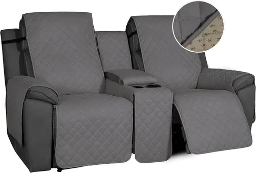 Miniatura 9 de Easy-Going Funda de sofá reclinable antideslizante con consola, resistente al agua, funda de sofá reclinable doble con correa ajustable, funda Beige
