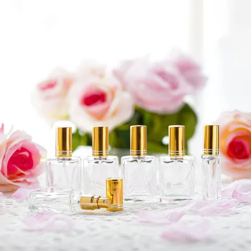 Miniatura 4 de YU FENG 12 unidades de botellas de spray de perfume transparentes de 15 ml, botellas de vidrio con rociador de niebla fina, botellas de spray vacías