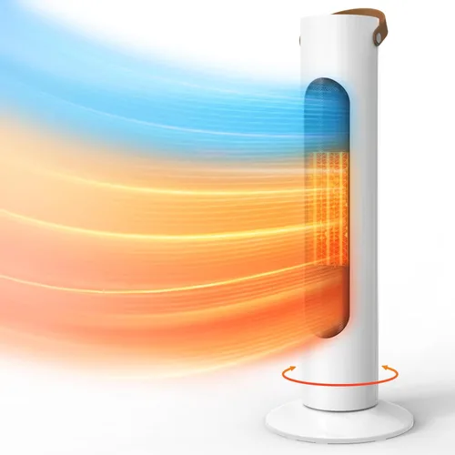 Calentadores eléctricos para uso en interiores, 25 pulgadas, calentador de torre 2 en 1 y ventilador, oscilación de 70°, calentamiento instantáneo