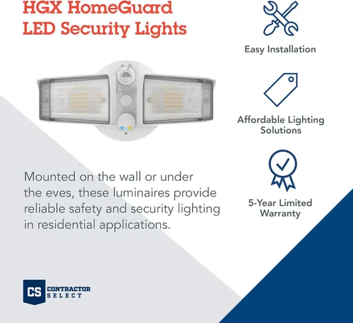 Miniatura 2 de Lithonia Lighting HomeGuard - Luces LED de 2 luces LED para exteriores, sensor de anochecer a amanecer, lúmenes ajustables, color seleccionable