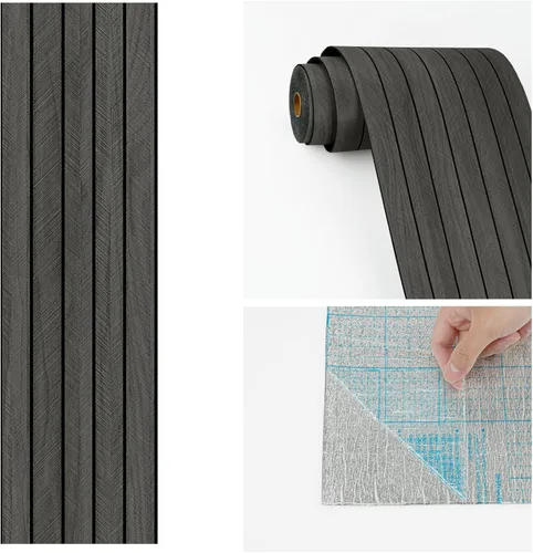 Miniatura 9 de Wallercity Paneles de madera 3D gris/negro para paredes, paneles de pared de listones de madera autoadhesivos para dormitorio, baño, panel de pared