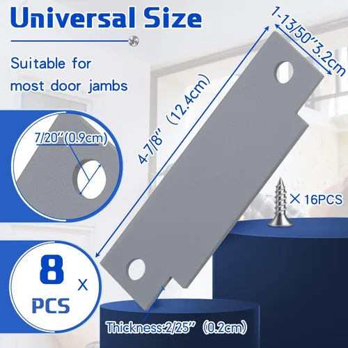 Miniatura 2 de Zonon Llenador de placa de huelga de puerta con tornillos, placa de llenado de acero al carbono, placa T en blanco, 4-7/8 x 1-1/4 pulgadas, metal