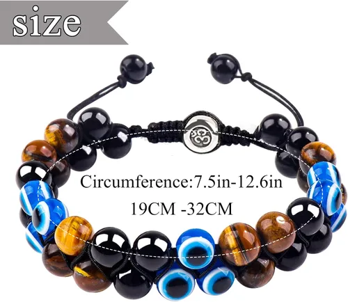 Miniatura 29 de Pulsera de triple protección, ojo de tigre malvado de ojo y obsidiana negra de 0.315 in, pulsera curativa para hombres y mujeres, pulsera curativa