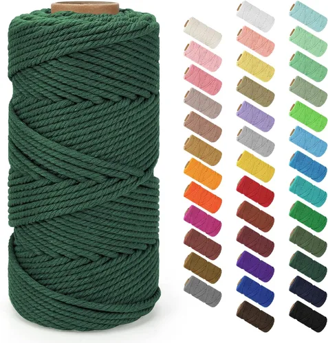 Miniatura 124 de Cordón de macramé de 0.079 in x 380 yardas (1140 pies), cuerda de algodón natural para colgar en la pared, ganchos de plantas, manualidades, Beige