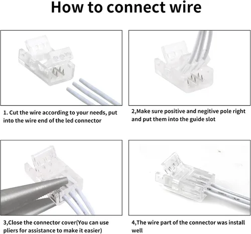 Miniatura 5 de RGBZONE Kit de conector LED de 3 pines de 0.394 in con cable de extensión de 3 pines de 32.8 pies y 10 piezas de tira LED de 3 pines para conectores