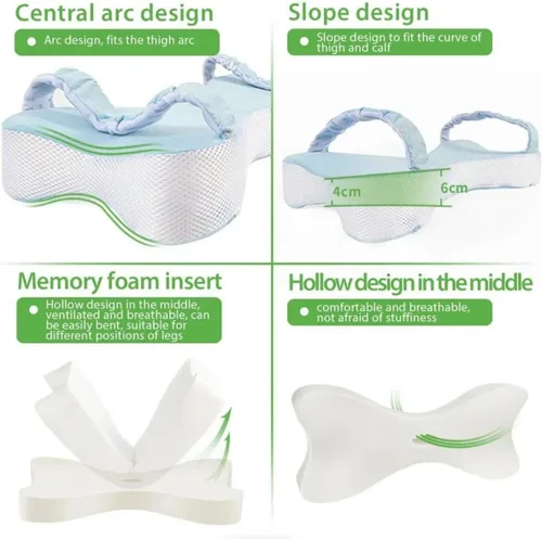 Miniatura 6 de Almohada de espuma viscoelástica para dormir, soporte para piernas y rodillas para embarazo, dolor de espalda, cadera y ciática, ideal para dormir