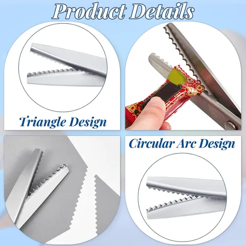 Miniatura 3 de Amylove Tijeras de entintar para cortar tela festoneadas de 0.197 in, tijeras dentadas de fieltro de 0.197 pulgadas para manualidades, corte