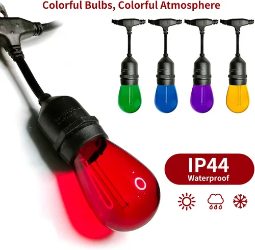 Miniatura 3 de Meconard Paquete de 15 bombillas LED S14 de colores para tira de luces, 1 vatio, de plástico inastillable e impermeable, bombillas de repuesto
