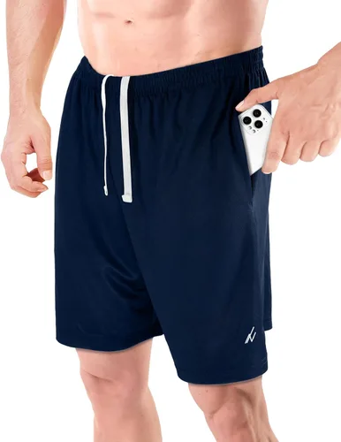 NY Threads Pantalones cortos deportivos para hombre, de secado rápido, holgados, ligeros, para correr, entrenamiento, gimnasio, con bolsillos