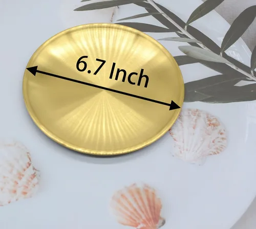 Miniatura 2 de 6 piezas de bandeja circular de 17 cm para baratijas, de acero inoxidable dorado, para bandejas de servicio, almacenamiento de toallas, plato de té