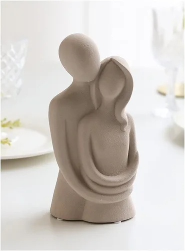 Miniatura 4 de HYFAN Estatua de amor abrazando pareja cerámica decoración romántica adorno figura regalo escultura significativa para dormitorio, hogar, oficina
