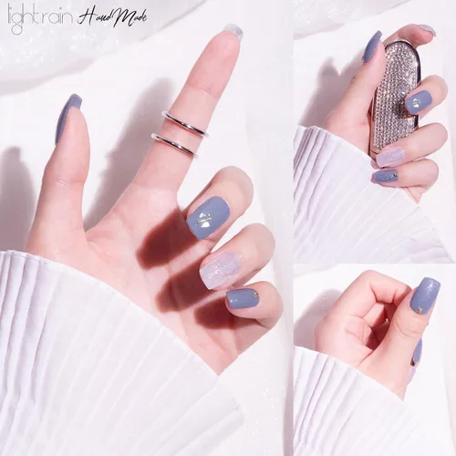 Miniatura 2 de LIGHT RAIN - Uñas a presión medianas con diseño de galaxia Andromeda, de lujo, reutilizables, de siete capas, con acabado UV, uñas postizas hechas a