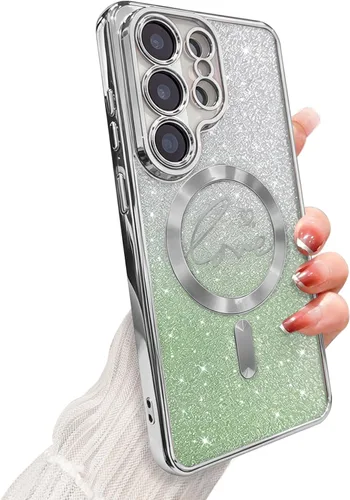Miniatura 157 de ZONRW - Funda para Samsung Galaxy S22 Ultra magnética, para mujeres y niñas, cubierta trasera suave, lujosa, con corazón de amor, bling, degradado