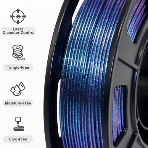 Miniatura 5 de RepRapper Filamento de ácido poliláctico (PLA), paquete de muestra de purpurina multicolor, brillante Galaxy Silk PLA0.069 pulgadas para impresora