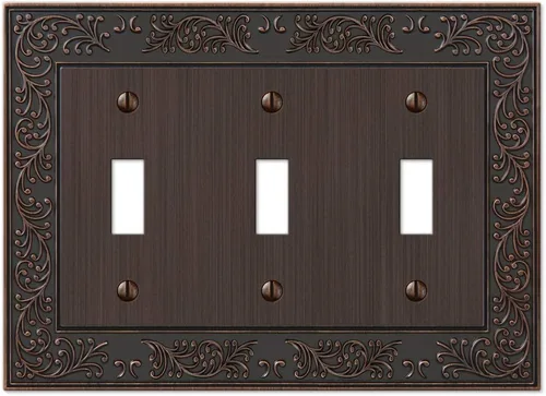 Miniatura 12 de Amerelle 43RRAN English Garden Placa de Pared, 2 Rocker, Metal Fundido, Níquel Antiguo, Paquete de 1