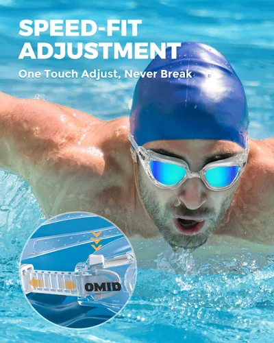 Miniatura 6 de OMID - Gafas de natación polarizadas P2, gafas antivaho para natación para hombres y mujeres adultas Lente dorada con montura transparente A2-all
