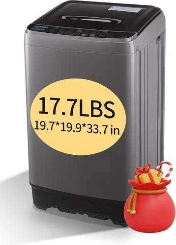 Miniatura 9 de KRIB BLING Bomba de drenaje portátil de 17.7 libras, lavadora completamente automática con pantalla LED, 10 programas y 8 niveles de agua Dorado
