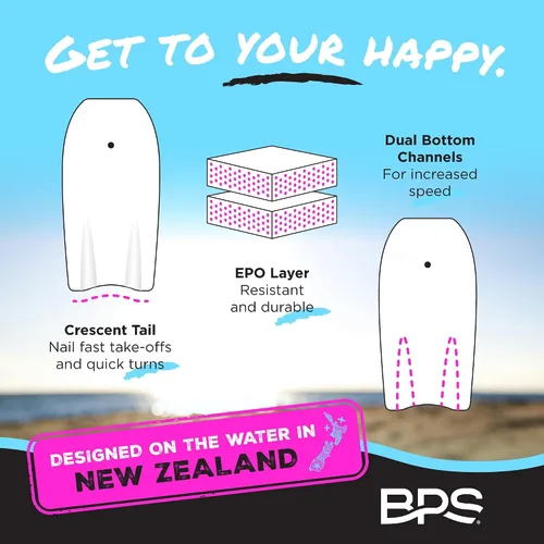 Miniatura 5 de BPS Tabla de Bodyboard "Shaka" de Nueva Zelanda para Todas las Condiciones de Olas - Ligera con Núcleo de EPS, Parte Inferior Lisa de HDPE, Tablas