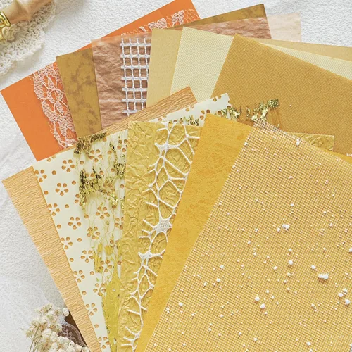 Miniatura 14 de Aromoty 20 piezas de papel artesanal para álbum de recortes, papel texturizado para manualidades, papel Morandi A5 en malla, tela de morera, mezcla