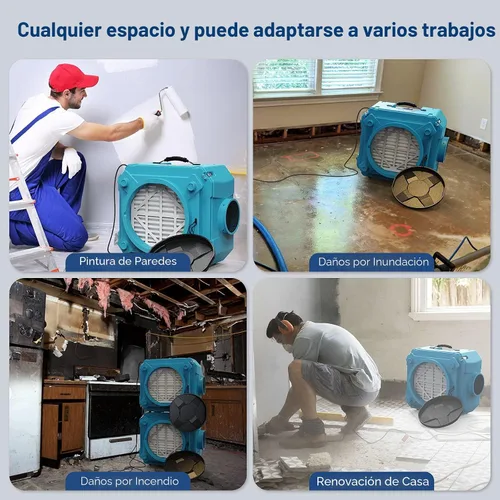 Miniatura 9 de ALORAIR Depurador de aire con filtración de 3 etapas, máquina de aire negativo apilable para uso industrial y comercial, filtro de aire resistente