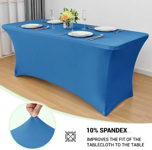 Miniatura 2 de Obstal Funda de mesa de elastano elástica de 4 pies para mesas plegables estándar, paquete de 2 manteles rectangulares universales ajustables