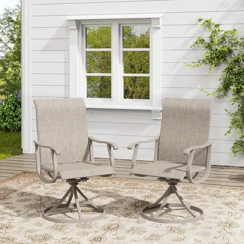 Miniatura 50 de VICLLAX Juego de 2 sillas de comedor giratorias para patio, sillas de exterior de tela de malla de textileno acolchada con reposabrazos para porche