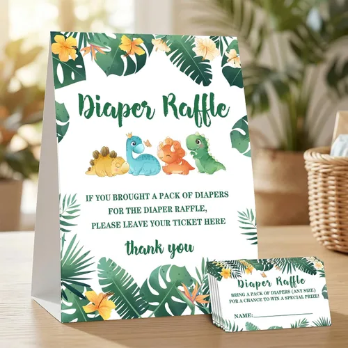 Miniatura 8 de DETIHO Tarjetas de juego de dinosaurio para baby shower, 1 letrero de sugerencia de nombre de bebé con 50 tarjetas de relleno, juego de fiesta