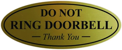 Miniatura 36 de All Quality Cartel de agradecimiento ovalado con texto en inglés «Do not Ring DOORBELL», color negro, pequeño, 1 paquete