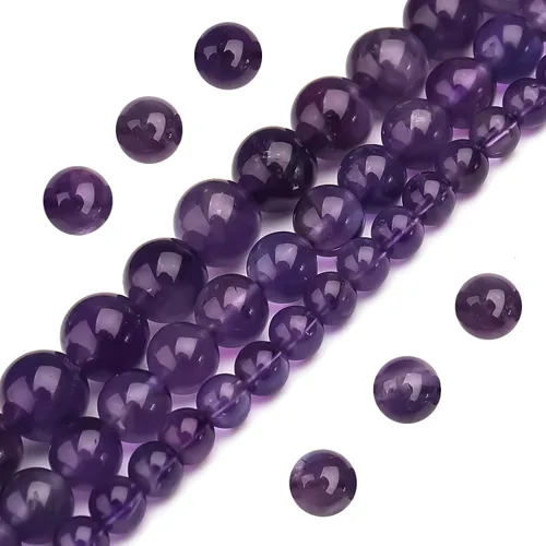 Cuentas de Cristal de Amatista Natural de 8mm Morado Pulidas Redondas Suaves Piedras Preciosas Curativas para Hacer Joyas 15 Pulgadas