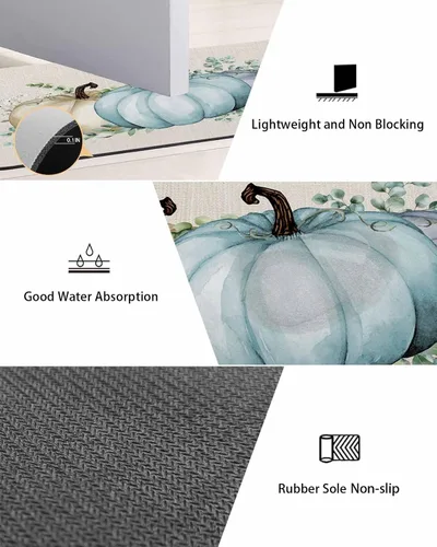 Miniatura 3 de Tapete de baño de eucalipto y calabaza para bañera, antideslizante, de secado rápido y absorbente, de tierra de diatomeas, tapete lavable