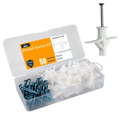 Miniatura 11 de Kit de anclaje para paneles de yeso Albo Anclajes de pared huecos con tornillos 50 piezas. (Anclaje gris 25 piezas + tornillos 25 piezas) Anclajes