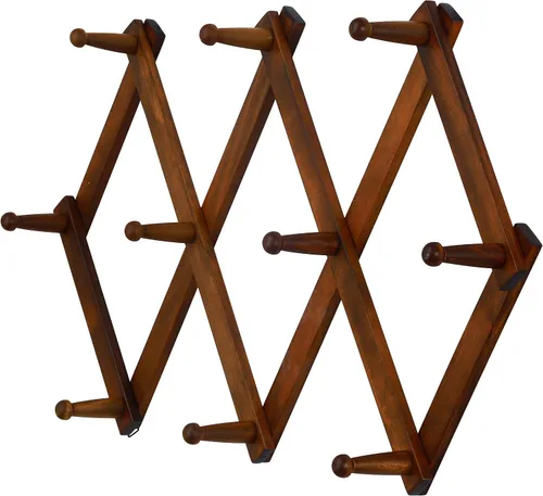 Miniatura 27 de Dseap Acordeón de pared: Perchero de pared expandible de madera de 16" de alto, soporte para sombreros, gancho de acordeón para gorras de béisbol