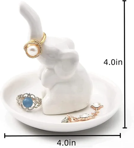 Miniatura 6 de Hairao Soporte para anillos de elefante, plato de joyería para anillos, aretes, collar, organizador de dama de honor, regalo de cumpleaños