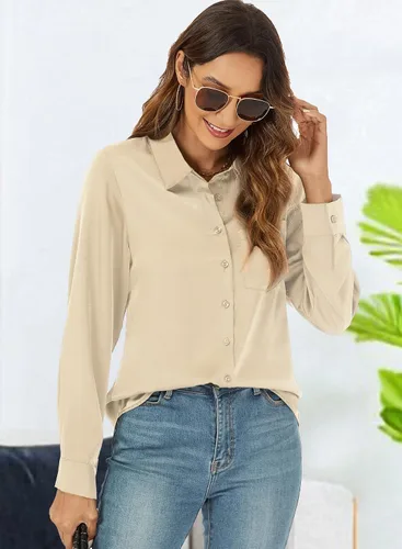 Miniatura 2 de RANPHEE Camisas de primavera de manga larga con botones para mujer, blusas elegantes y casuales de trabajo