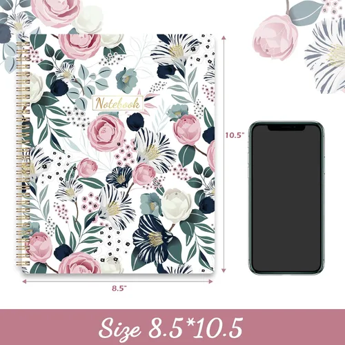 Miniatura 5 de Cuaderno de espiral – Cuadernos encuadernados en espiral, 8.5 x 11 pulgadas, cuaderno de diario con papel grueso y bolsillo trasero, 110 páginas