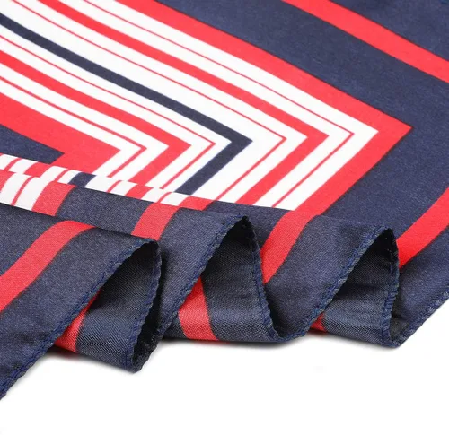 Miniatura 4 de Allegra K Lady Dark Blue Red White Stripe Print Kerchief Square Neck Scarf Wrap
